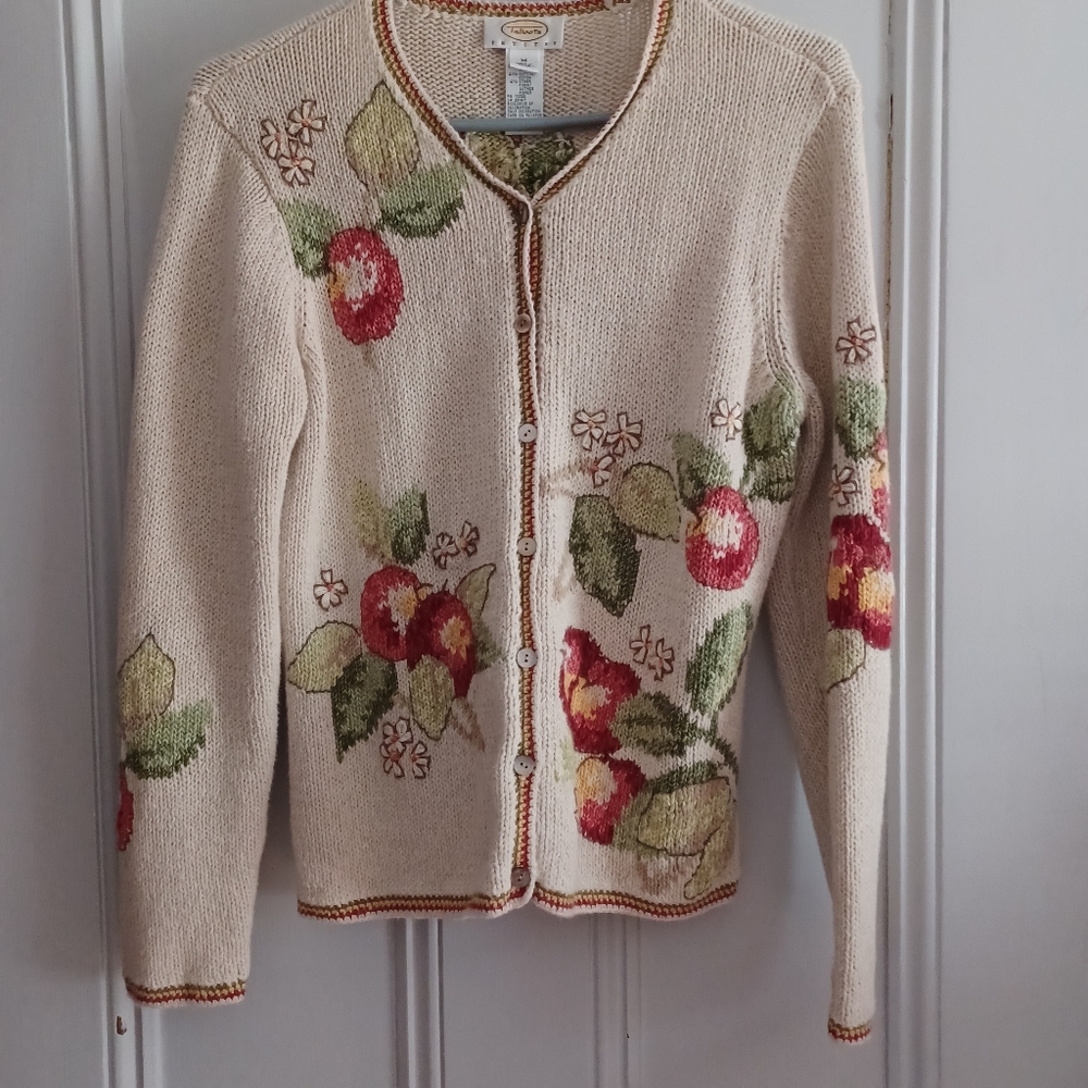 Vintage 90s Talbots Apple Floral Cardigan Sweater Medium